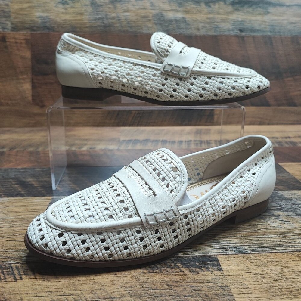 Sam Edelman Women's Leora Ivory Leather Loafers Flats Size 6